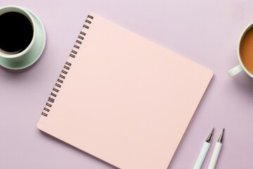 Creative flat lay mockup design of workspace. Flat lay office desk, mock up space for text. Top view