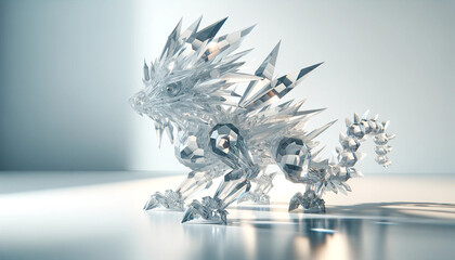 Sculptures of living creatures in crystal.