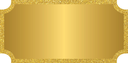 Golden banner text box frame, gold label frame with golden glitter 
