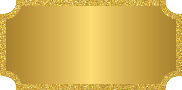 Golden banner text box frame, gold label frame with golden glitter	
