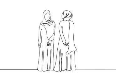 Woman. Hijab. Model. One line