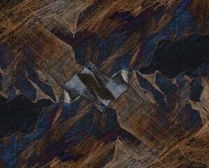 Old Color Grunge Painted Plaster Stucco Wall Vintage Weathered Frame With Abstract Antique Cracked Scratched Texture And Retro Pattern. Empty Space For Image Or Text. Square