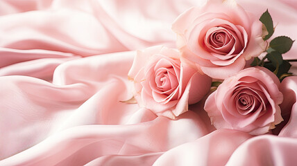 pink roses on pink satin