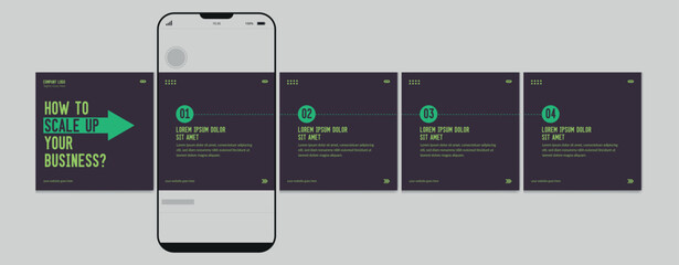 Set of Linkedin Carousel Post, editable social media Instagram carousel post, modern and creative business carousel post template, eps 10. © Graphaxil