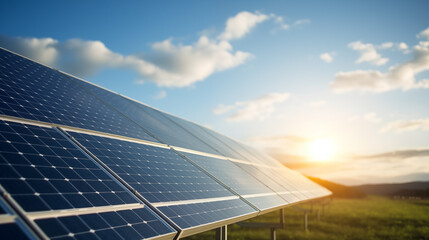 Solar cells in solar farms, electricity generation with alternative and sustainable energy Environmentally friendly renewable energy