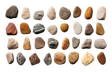 Collection of set rock stones isolated on transparent background. PNG file, cut out - obrazy, fototapety, plakaty