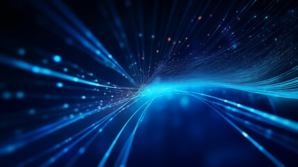 Fototapeta na wymiar Blue high-speed data transmission line technology on a black background