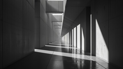 black and white corridor, architecture, interior, hall, building, 