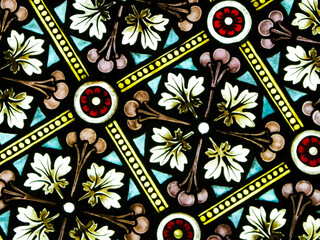 Stained glass as architecture background. Arch-see in Frombork.