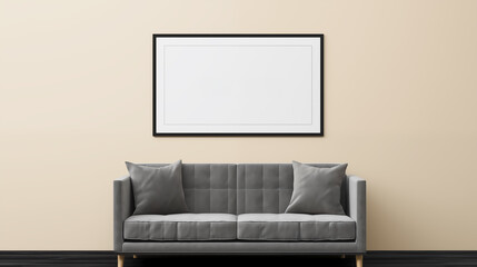 Frame mockup, ISO A paper size. Poster mockup on white with sofa