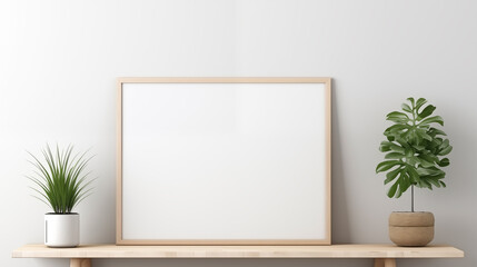 Frame mockup, ISO A paper size. White poster on floor with blank frame mockup. Modern interior design. 3D render