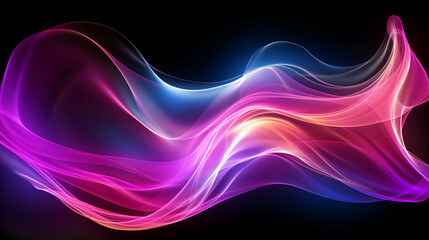 Naklejka premium abstract colorful glowing wavy perspective with fractals and curves background 16:9 widescreen wallpapers