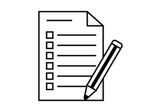 Icono negro de examen con un l&aacute;piz.