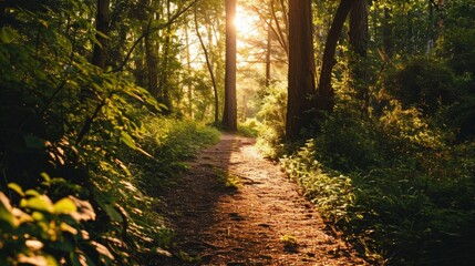 Obraz premium Sunlight Filtering Through Forest Canopy