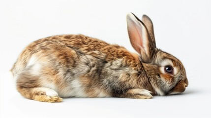 Fototapeta premium Baby easter white rabbit on white background