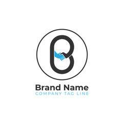 B or b handshake logo design vector icon with illustrtion