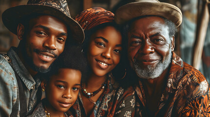A black family happily smiling for Black History Month,
