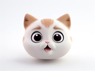 3D Happy Cat Emoji, White Background