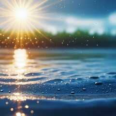 abstract beautiful water background with copy space for products or text, concept banner for beach holiday or beauty salon,