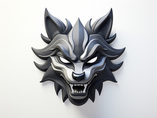 Wolf Head 3D design isolated in white. 