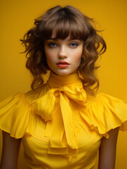Futuristic Glow: Yellow Style Elevated with AI in Fashion Photography
