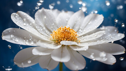 white daisy with water drops, Macro concept, Generative AI