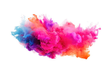 Explosion of colorful rainbow paint smoke in shades of pink and red isolated on transparent background. PNG file, cut out