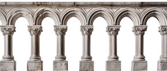 Ancient arches, columns, windows and apertures, Elements of architecture of buildings isolated on a white transparent background, png