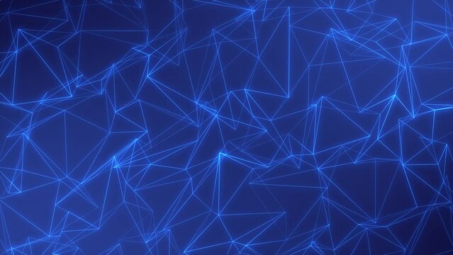 Digital blue background with dots and lines. Abstract digital connection moving dots and lines. Technology background. Network connection structure.4K