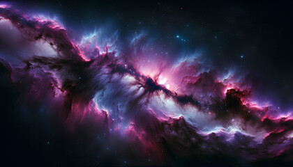 Untamed beauty of a starry nebula contrast of purple and black