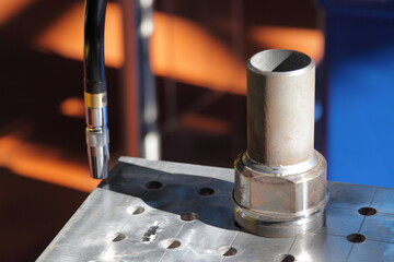 Automatic tubes welding equipment closeup
