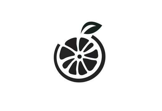 fruit orange vector logo simple black and white background