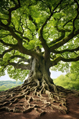 Enchanting tree with intricate roots and lush foliage © Photocreo Bednarek