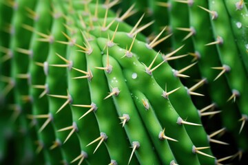 Detailed view of cactus spines on green succulent plant