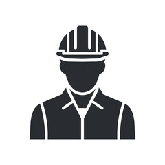 Helmeted worker. Male construction service person profile avatar. Vector illustration