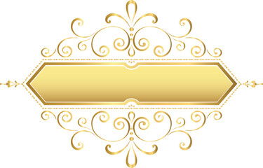 Golden vintage frame, gold decorative luxury ornament frame