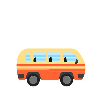 Simple vintage minibus vector illustration isolated on white background.