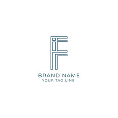 Letter F logo set with double triangle gradient design, concept of 5G, future and forward