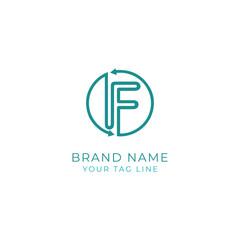 Letter F logo set with double triangle gradient design, concept of 5G, future and forward
