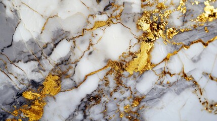 An Elegant Background Texture of White Marble with Intricate Gold Veins creating a Luxury Look - Beautiful White and Gold Marble Wallpaper created with Generative AI Technology