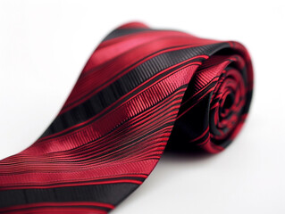 A beautiful design men's neck tie isolated on white background. Minimalist style image. 
