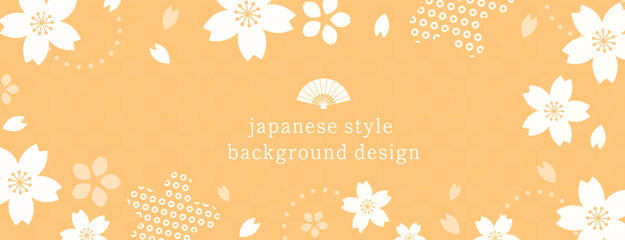 Fototapeta na wymiar 桜モチーフの和風背景素材、春カラーのデザインテンプレート