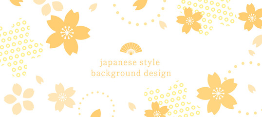 Fototapeta na wymiar 桜モチーフの和風背景素材、春カラーのデザインテンプレート