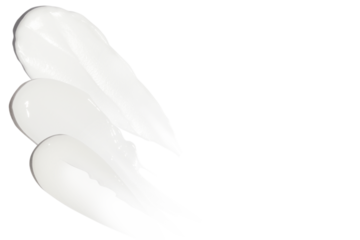 Set, composition of cosmetic strokes, cream on a blank background.