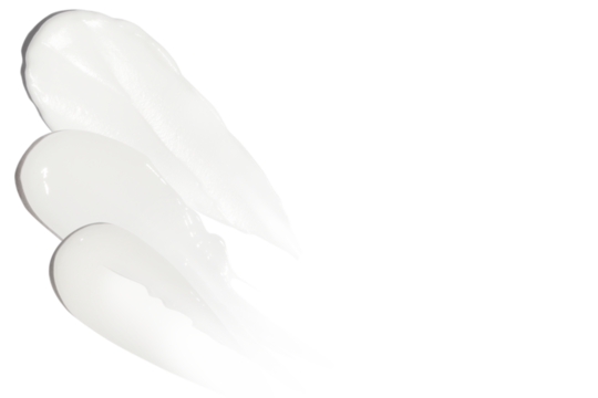 Set, composition of cosmetic strokes, cream on a blank background.