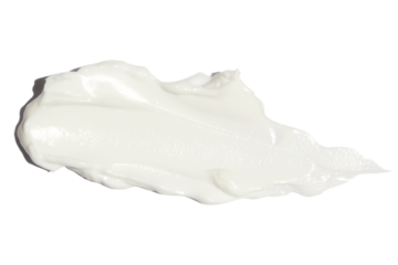 A smear of cream on a blank background.