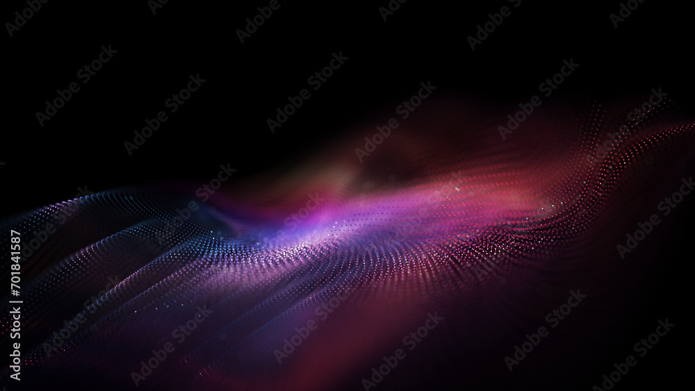 Fototapete Audio wave technology background. Data technology abstract futuristic illustration. Connecting dots and lines on dark background. Big data visualization .