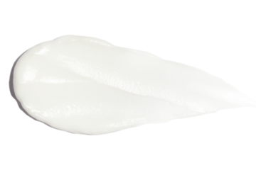 A smear of cream on a blank background.