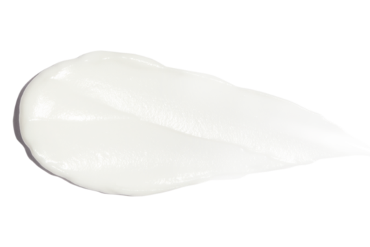 A smear of cream on a blank background.