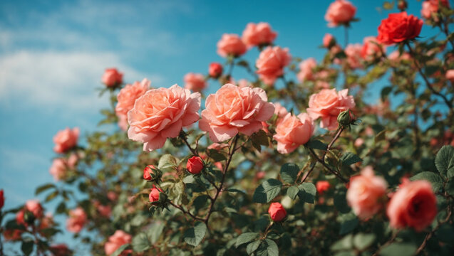 rose with sky background ai image 